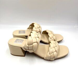 DV Dolce Vita 9.5 Sindra Cream Nude‎ Tan Beige Braided Low Heels Sandals Shoes
